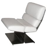 Marcel  Gascoin White Leather Chairs