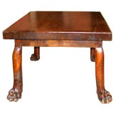Wood Stool with Lion's Paw Feet