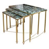 Three Nesting Marble and Gilt Brass Coffee Tables