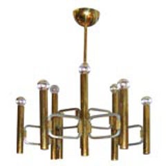 Italian Brass Chandelier with Nine Arms 11