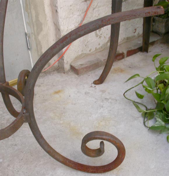 20th Century French Wrought Iron Oval Table Base