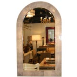 Large mirror with frame in shagreen and bone by Karl Springer