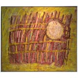 Vintage “Reedy Marsh on the River” glass painting by Angelo Barovier