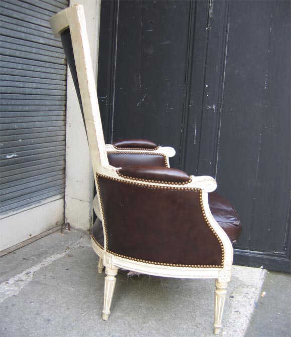 Louis XVI Bergère in White Wood In Good Condition For Sale In Saint Ouen, FR