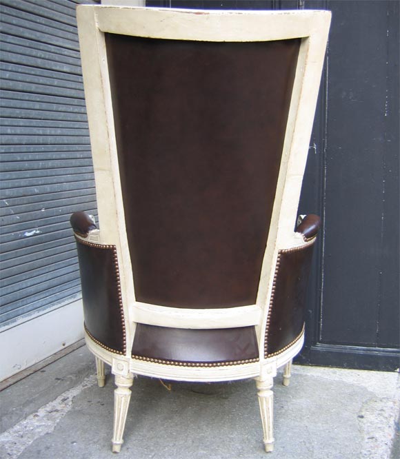 18th Century and Earlier Louis XVI Bergère in White Wood For Sale