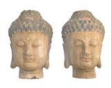 Antique Large Pair Buddah's Heads