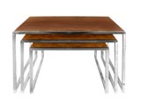 Burled Wood and Chrome Stacking Tables