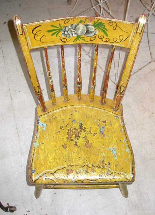 American Set of Six Yellow Painted and Stencilled Hitchcock Chairs