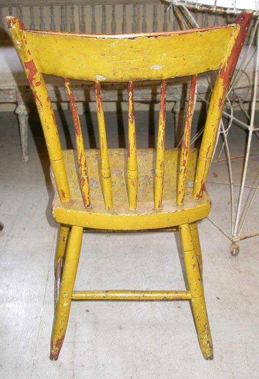 19th Century Set of Six Yellow Painted and Stencilled Hitchcock Chairs