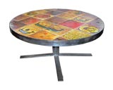 Ceramic coffee table on iron base