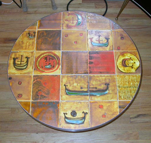Ceramic coffee table on iron base