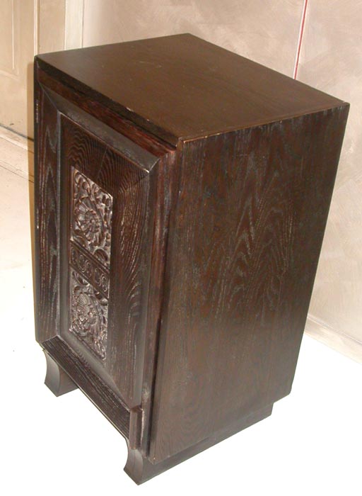 Pair of cerused and carved oak side tables