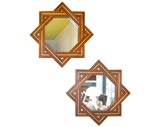 Antique Pair  of Oak Interlocking Star Mirrors.