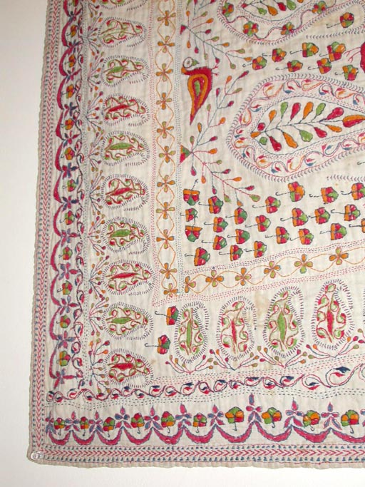 Mid 19th century  Indian silk embroidered umbrella design