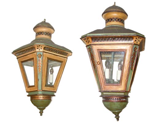 Pair of Tole Hanging Lanterns