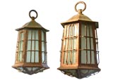 Antique Pair of Copper Hanging Lanterns