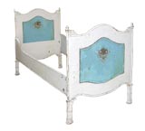 Antique Decoratively Painted French Iron Bed