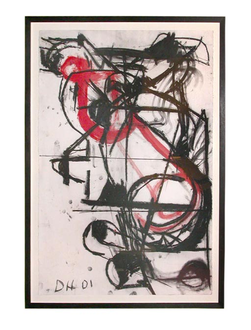 Charcoal Drawing with red pigment by David Hacker at 1stDibs