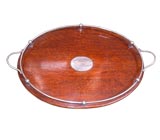 Oval Oak and Silver Plated Gallery Tray