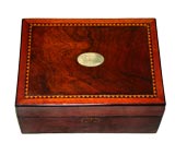 Burled Wood Box with Brass Inlay