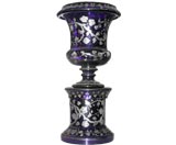 19th Century Bohemian Glass Urn with Silver Overlay