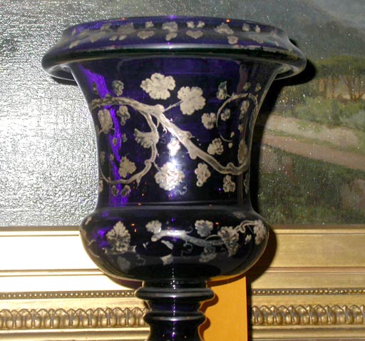 19th Century Bohemian Glass Urn with Silver Overlay