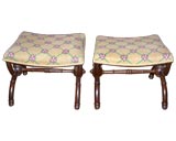 Antique Pair of Regency X- Framed Benches