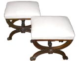 Pair of X-Framed Upholstered Benches