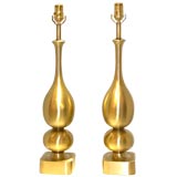 Pair of 1950's Stiffel Satin Brass Lamps