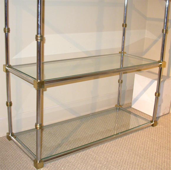 Chrome and Brass Etagere
