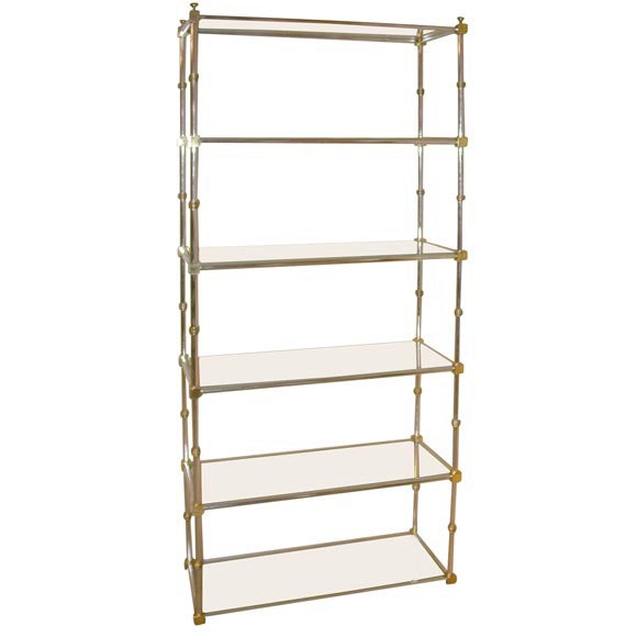 Chrome and Brass Etagere For Sale