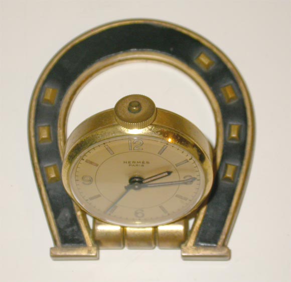 Brass 1930's Hermes Horseshoe Alarm Clock