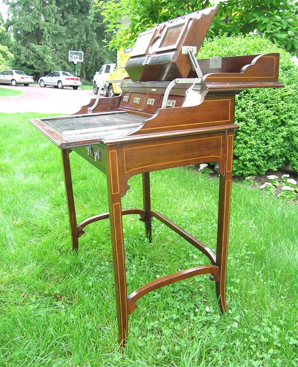 19th Century Mahogany Folding English Railroad Station Master's Desk