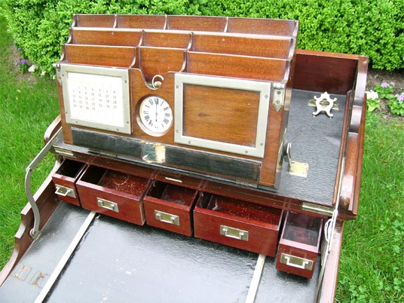 Mahogany Folding English Railroad Station Master's Desk 1