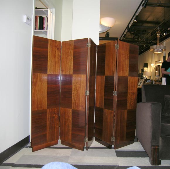 Rare Bookmatched Mahogany Art Deco Screen