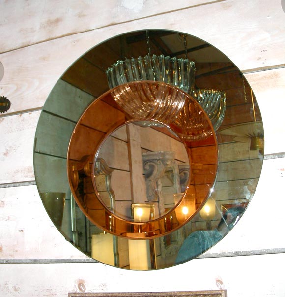 Italian 1950's Multicolored Mirror attributed to Fontana Arté