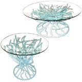 Wrought Iron Coffee and Endtable in Coral Motif
