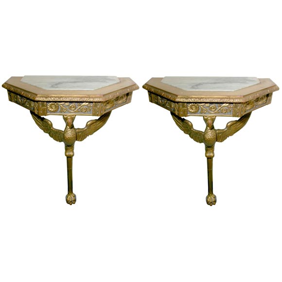 Pair of Giltwood and Painted Console Tables