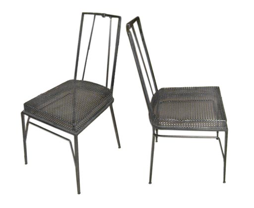 Mathieu Mategot Black Metal Dining Chairs