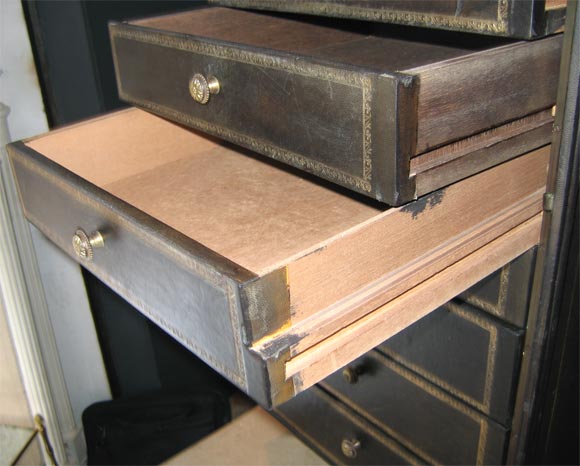 Black Leather Filing Cabinet For Sale 3
