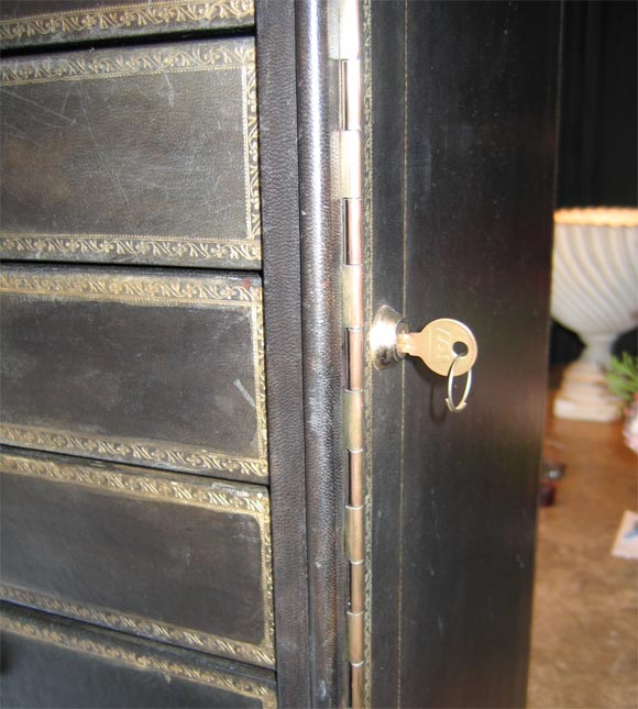 Black Leather Filing Cabinet For Sale 4