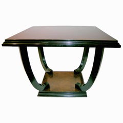 French, 1940s Side Table with Ebonized Legs and Base