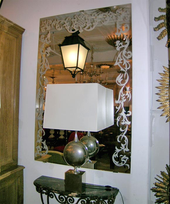 Frameless etched mirror