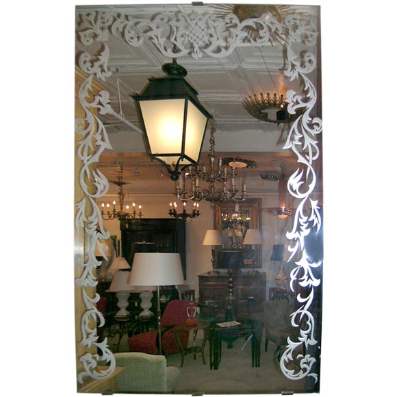 Frameless etched mirror at 1stDibs