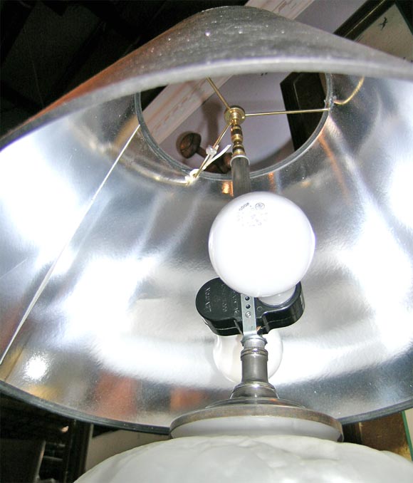 Art Glass lamp with silver shades and base