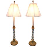 Antique Pair of Dresden Lamps