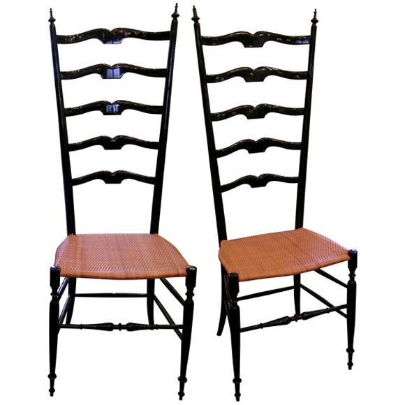 Pair of Tall Chiavari Chairs by Pittore Emanuele Rambaldi