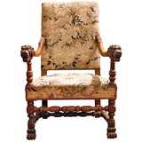 Pair 19th c. Carved Walnut Armchairs