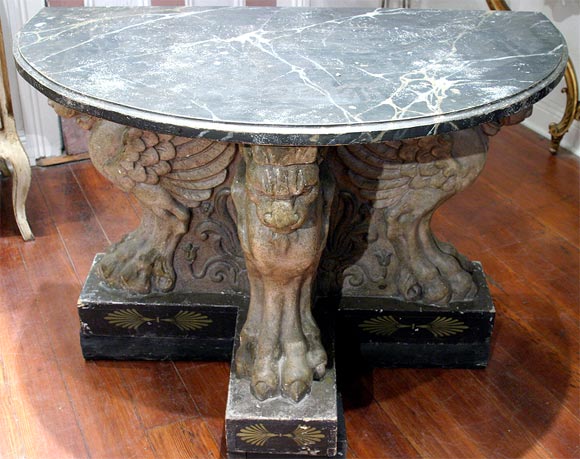 19th c. Glazed Plaster Console with Faux Marble Top In Good Condition For Sale In New Orleans, LA