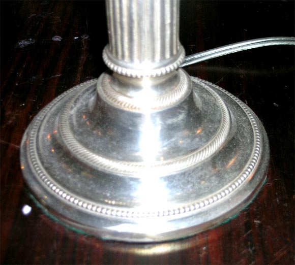 Single bouillet silverplated double arm table lamp